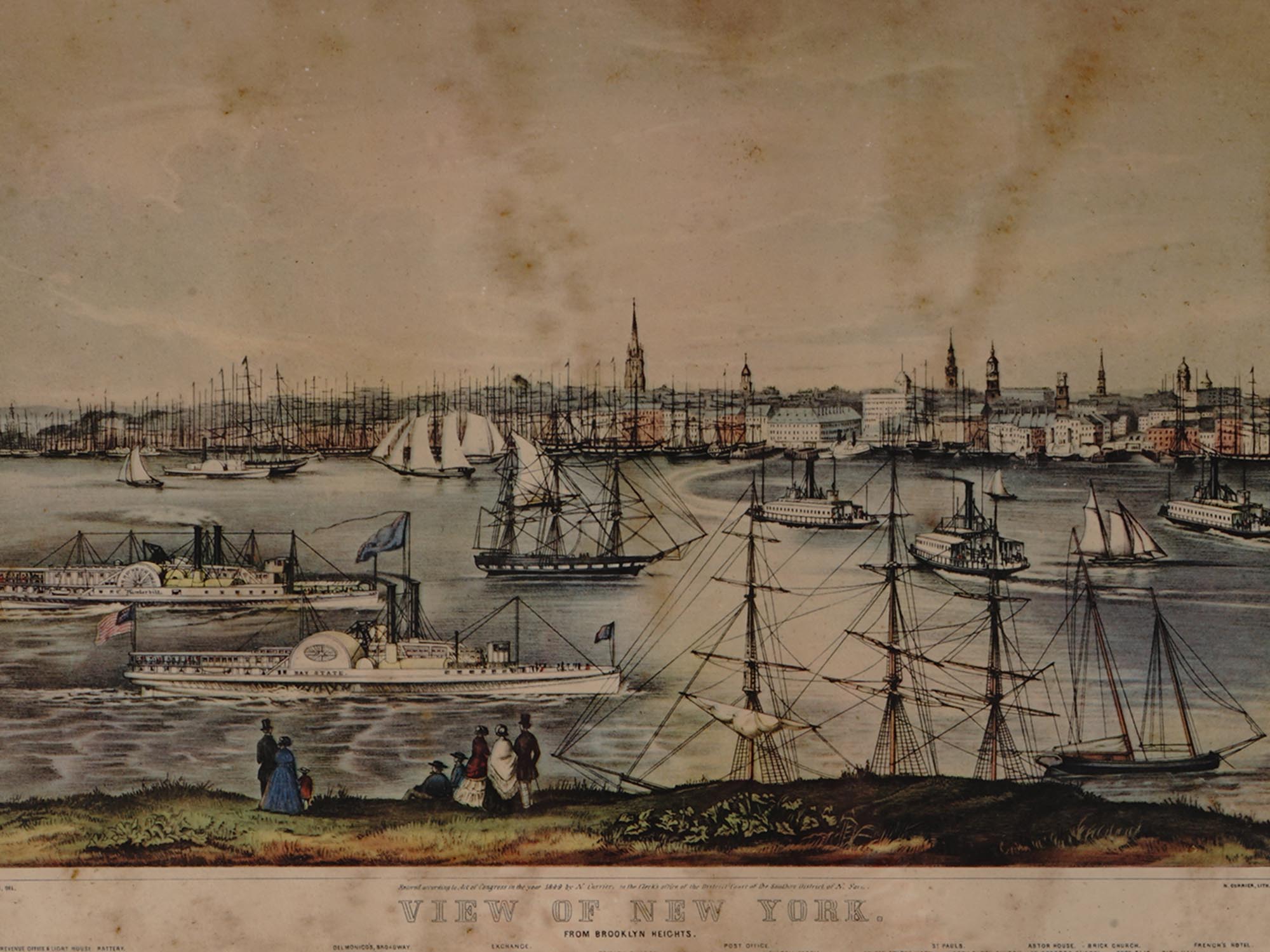 HAND COLOR LITHOGRAPH NEW YORK AFTER FANNY PALMER PIC-1